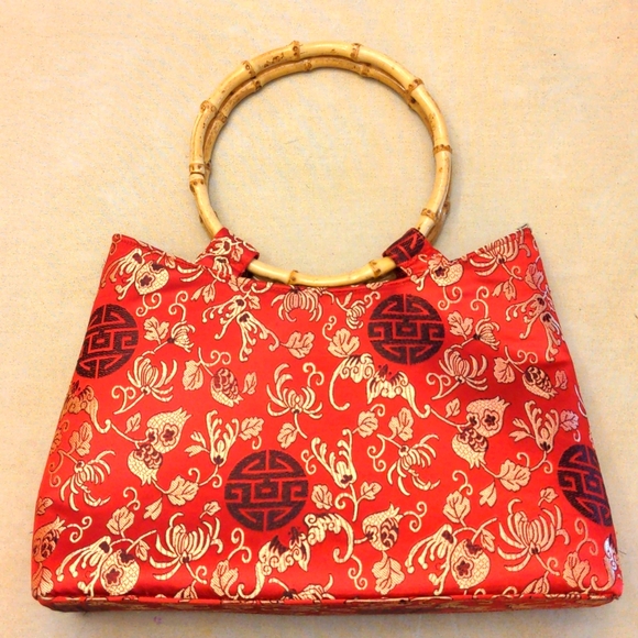 COPY - Bamboo and satin handbag - Picture 1 of 3